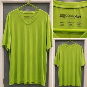 Cool Air Performance V-Neck T-Shirt Men's XXL Lime Green Moisture Wicking Tee